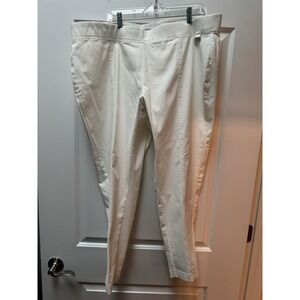 NWT Calvin Klein 2X White Pull-On Slim Leg Pants Stretch Tapered Ankle Trousers